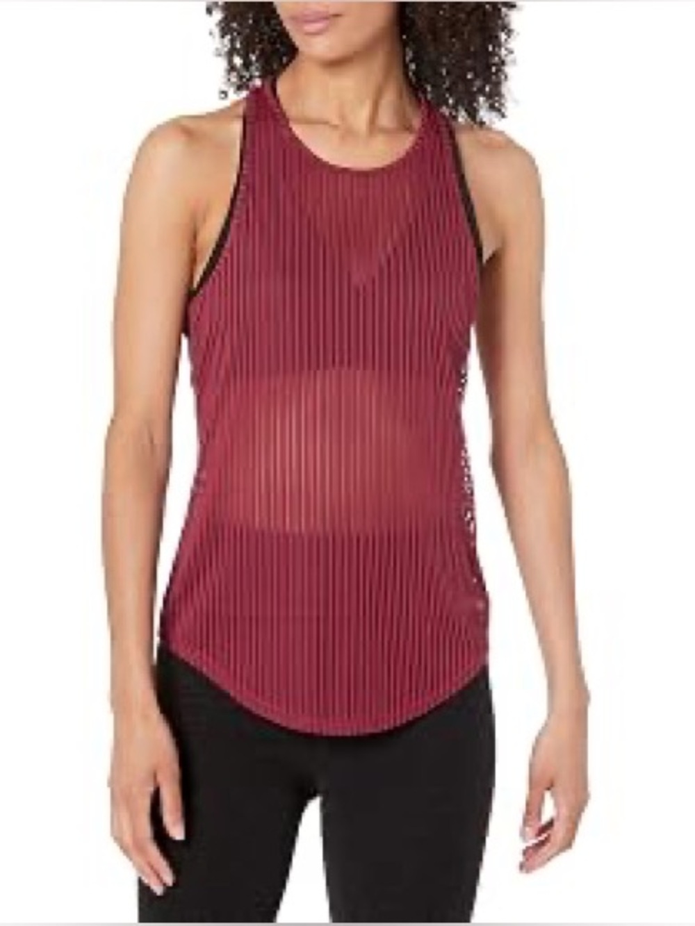 Alo Essence‎ Ribbed Mesh Workout Tank Top in Burgundy size Small